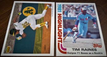 1991 Upper Deck & 1982 Topps:  Rickey Henderson & Tim 'Rock' Raines