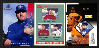 1997 Pinnacle & 1999 Upper Deck & 2005 Fleer:  Roger Clemens