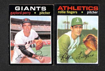 1971 Topps:  Rollie Fingers & Gaylord Perry {2 Hall Of Famers}