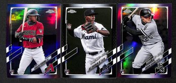 2022 Topps Chrome:  Geraldo Perdoma, Jazz Chisholm & Andrew Vaughan { Rookie Card}