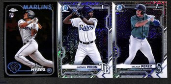 2024 Topps Chrome & '21 Bowman Chrome:  Dane Myers {RC}, Jhonny Piron {1st & Mojo} & Milkar Perez {1st & Mojo}