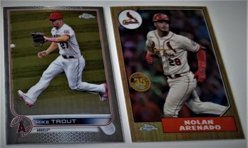 2022 Topps Chrome:  Mike Trout & Nolan Arenado {2-Card Lot}