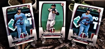 2023 Bowman Chrome:  Matt Wallner & Simeon Woods Richardson {3-Card 'Rookie' Lot}