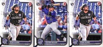 2022 Bowman Chrome:  Ryan Vilade...2 Each {RC} & Colton Welker {RC}...3 Card 'Rookie' Lot