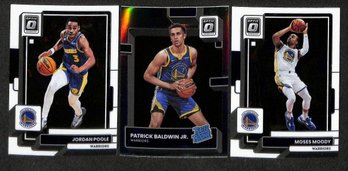 2022-23 Panini Donruss Optic:  Warriors 3 - Jordan Poole, Patrick Baldwin, Jr, & Moses Moody