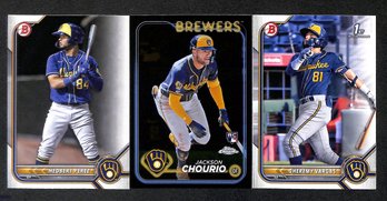 2022 Bowman & 2024 Topps Chrome:  Hedbert Perez, Jackson Churio {RC} & Jhermey Vargas {1st}