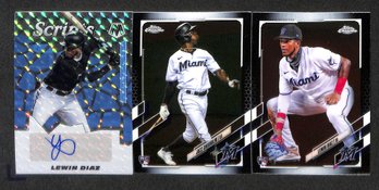 2021 Panini Mosaic & 2021 Topps Chrome:  Lewin Diaz {Autograph & RC} & Jazz Chisholm {RC}