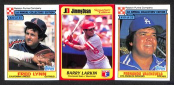 1984 & 1991 MLBPA:  Fred Lynn, Barry Larkin & Fernando Valenzuela {3-Card Lot}