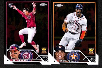 2022 Topps Chrome:  Joey Meneses {RC} & Jeremy Pena {2-Card Rookie Gold Cup}