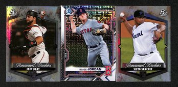 2021 Bowman Platinum & Bowman Chrome:  Joey Bart {RC}, Blaze Jordan Mojo Refractor} & Sexton Sanchez {RC}