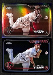 2024 Topps Chrome:  Shane Bieber...2 Card Lot - 1 X Sepia CardShane