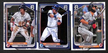 2024 Bowman:  Max Clark, Enrique Jimenez & Riley Greene {3-Card Lot}