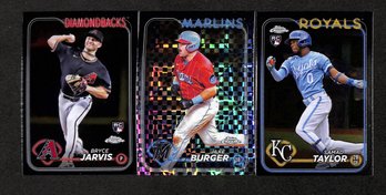 2024 Topps Chrome:  Bryce Jarvis {RC}, Jake Burger {X-Fractor} & Samed Taylor {RC}