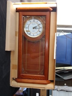 Bulova, Solid Oak, Westminster Quartz, Wall Clock, In Box