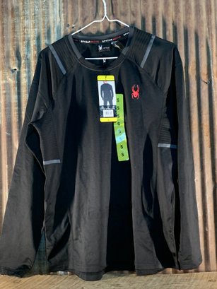 Spyder Active Long Sleeve Shirt, ProWeb Microfiber, Blazing Black, Small, NWT