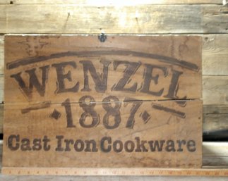 Vintage Wenzel 1887 Cast Iron Cookware Wood Box With Rope Handles