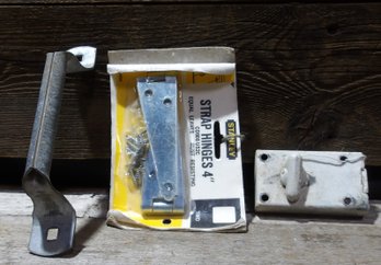 Vintage Door Handle, Window Lock, & Stanley Strap Hinges