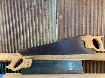 Vintage Disston Hand Saw & Miter Box Saw