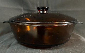 Vintage Anchor Hocking, Fire King, Amber Brown Glass Pot, 1 1/2 QT., No. 437