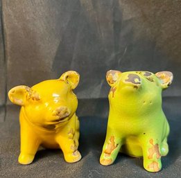 Vintage Ceramic Dcor Pigs, Fun Roll In Mud