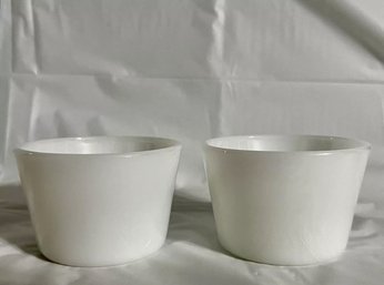 Vintage Milk Glass Ramekin Bowls, Custard Cups, Set Of 2