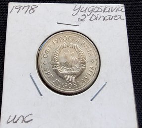 1978 Yugoslavia 2 Dinara Coin, In Coin Holder