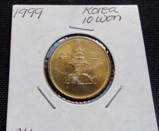 1999 Korea 10 Won Coin, In Coin Holder