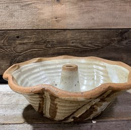 Stoneware Angel Food Cake Bowl, Appears Handmade