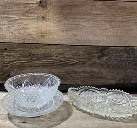 Vintage Crystal Cut Glass Dishes, QTY 3