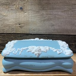 Vintage Porcelain Trinket Box, Blue