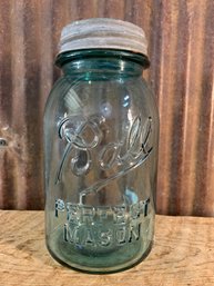 Antique 1923-33 Blue Ball Jar With Zinc Lid