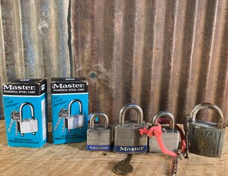 Master Locks With Keys, One Royal Lock, QTY 6