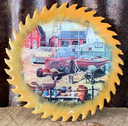 Hand Painted Saw Blade, Farmall Tractor, Farm Scene