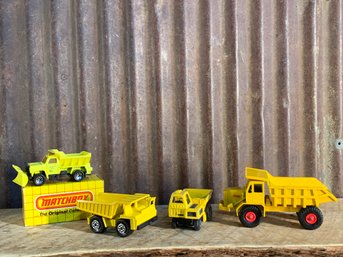 1990s Matchbox, Plow, Foden Dumper, Site Dumper, & Faun Dumper, QTY 4