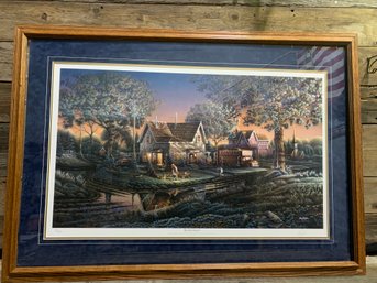 Terry Redlin, 1997 Framed Oak Print, 'His First Friend' With COA