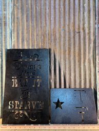 Vintage Metal Engraved Signs, Kitchen & Texas A&M/Texas Tech (2)