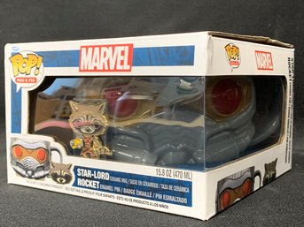 Funko Pop!, Marvel, Star-Lord Ceramic Mug & Rocket Enamel Pin, NIB