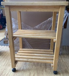 Vintage Wood Rolling Kitchen Cart, 32.5' X 24' X 17.5'