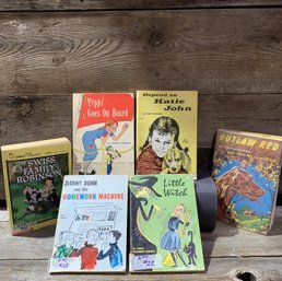 Vintage Chapter Books, Pippi Goes On Board, Outlaw Red, & More, QTY 6