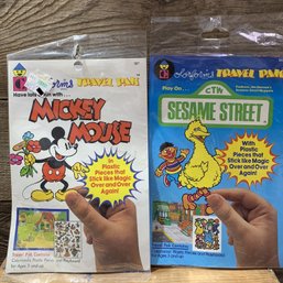 Vintage Colorforms, Mickey Mouse & Sesame Street, Travel Pak, QTY 2