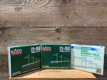 Kato 23-050, N-Gauge, Overhead Pole & 23052 Double Catenary Poles, QTY 3 Boxes