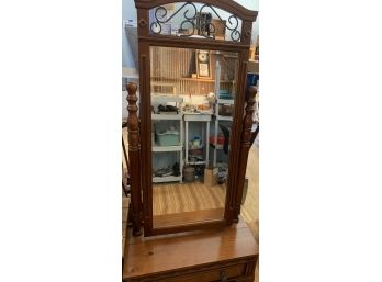 Vintage Solid Wood Hall Tree With Mirror, Very Nice