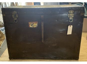 Antique English Hat Shipper Trunk, Few Travel Stickers