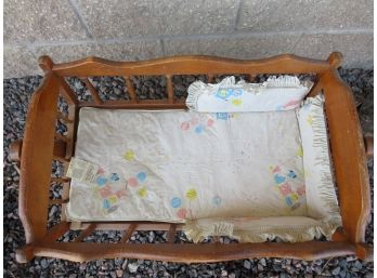 Antique Wooden Crib, Rocking Bassinet, Maple