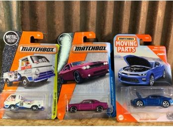 Matchbox Cars, '66 Dodge A100, & Challenger, Camaro, NIB (Qty 3)