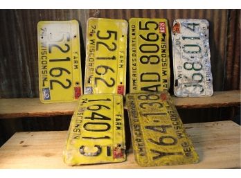 1960s/70s/80s Wisconsin Farm License Plates - QTY 6