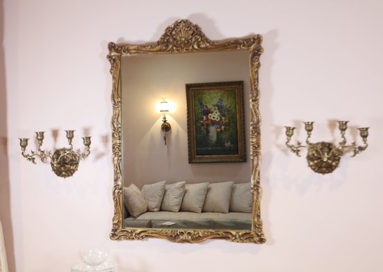 Vintage Mirror And Candle Sconce Set