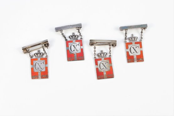 4 Vintage Sterling GEORG JENSEN King Christian Emblems Pins-shippable