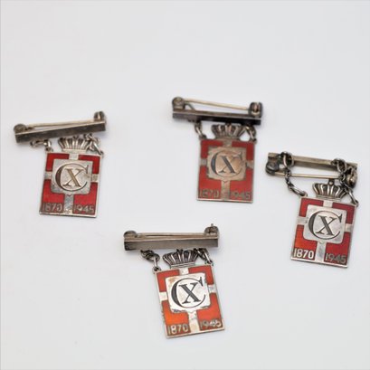 4 Vintage Sterling GEORG JENSEN King Christian Emblems Pins-shippable