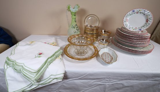 Beautiful Collection Of Johnson Bros, Vase, Tablecloth And Napkins- SHIPPABLE